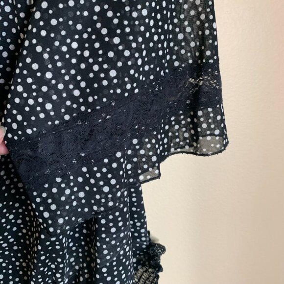 AB Studio Women's XL Black and White Polka Dot Blouse with 3/4 sleeves - Picture 8 of 14